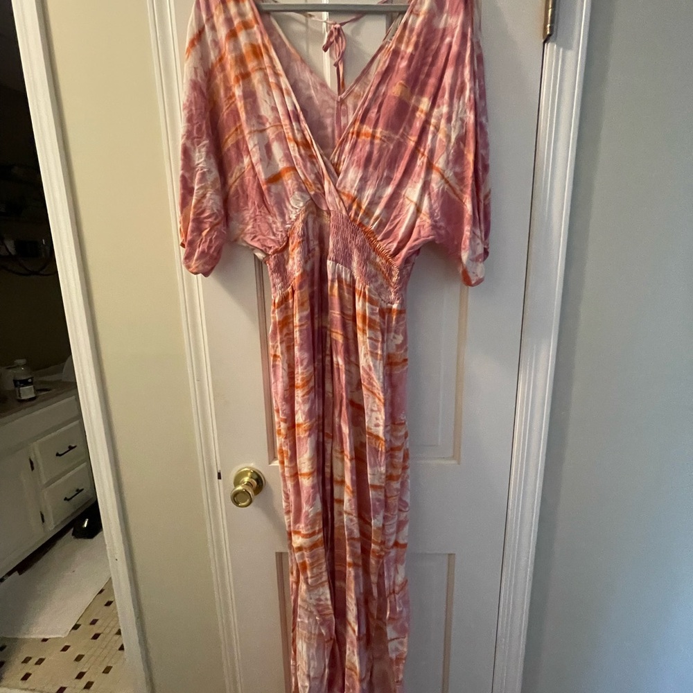 Knox Rose Pink and Orange Tie-Dye Dress
